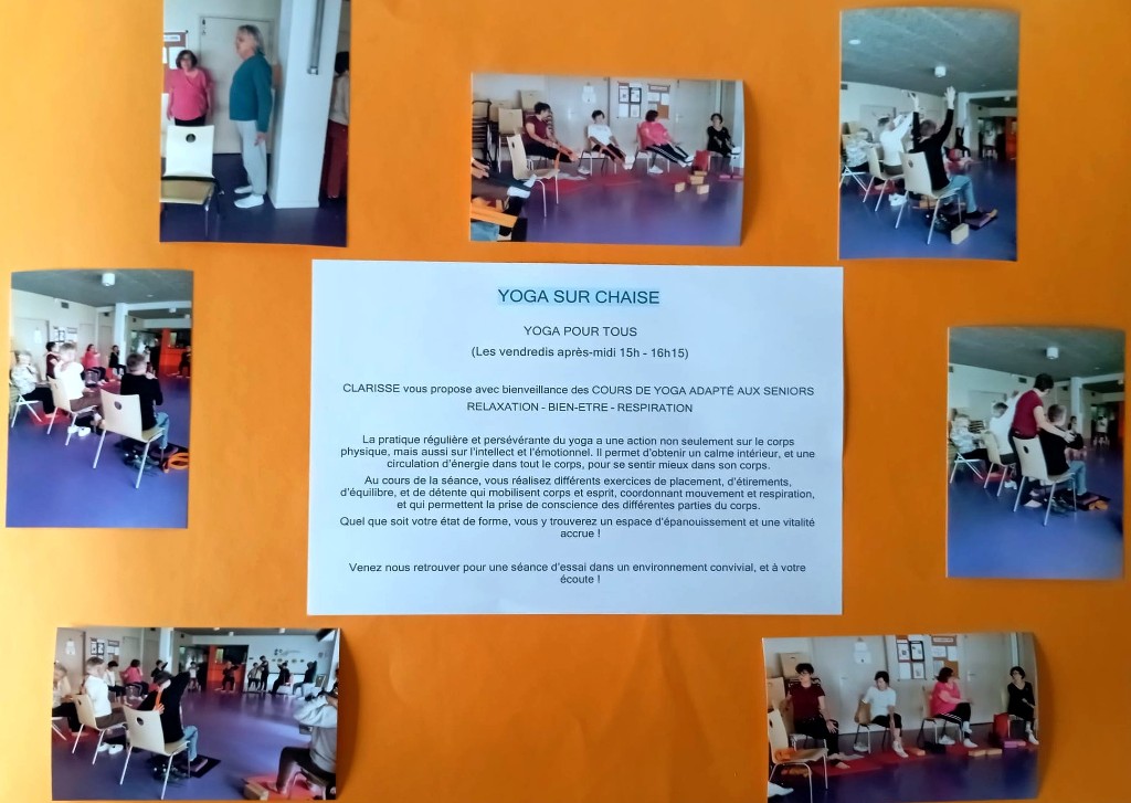 Yoga seniors et sur chaise — cours et convivialité (affiche Club Loisirs et amitié, Tassin)